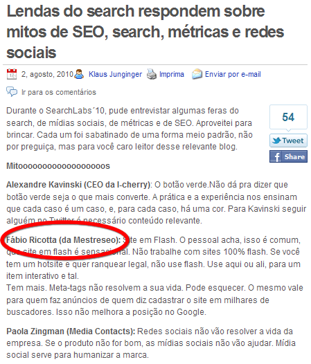 Menção da Marca sem Link