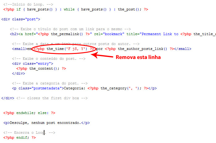 Como remover a data do post