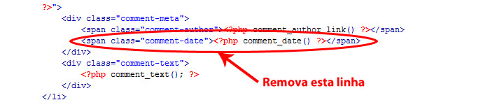 Remover a data de comentário