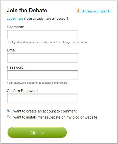 Dados de Cadastro - Intense Debate