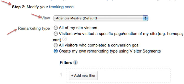 Passo 2 na Criação de Lista do Remarketing