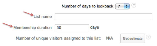 Final do passo 2 da configuração da Lista de Remarketing