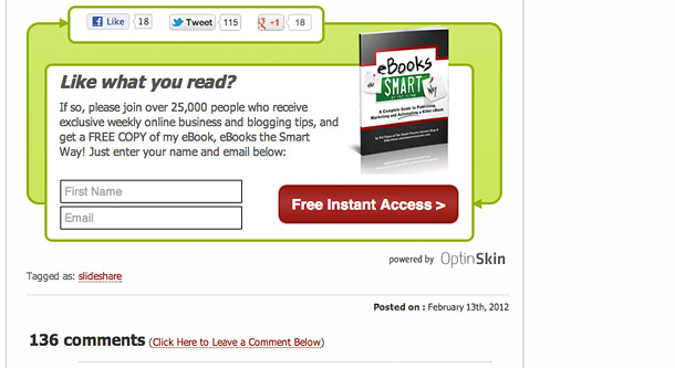 Exemplo de caixa de opt-in