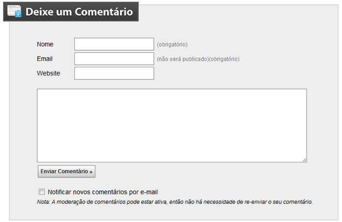 Formulário de Comentário - Agência Mestre