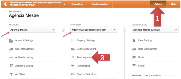 Acessar Tracking Code no GA