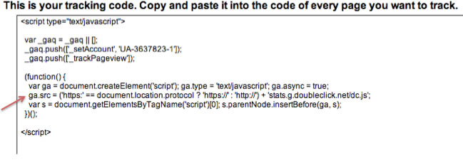 Tracking Code alterado para Remarketing no Google Analytics