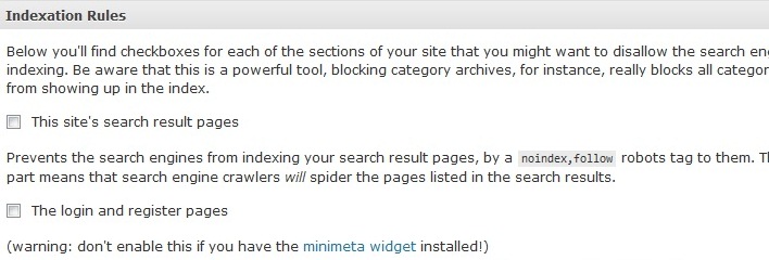 define regras de indexação