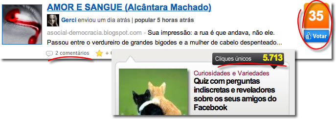 Votos, Comentários e Cliques