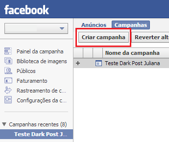 Criar Campanha Power Editor