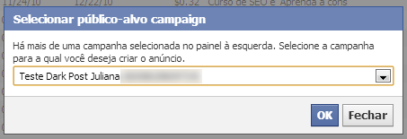 Selecionar Campanha Power Editor