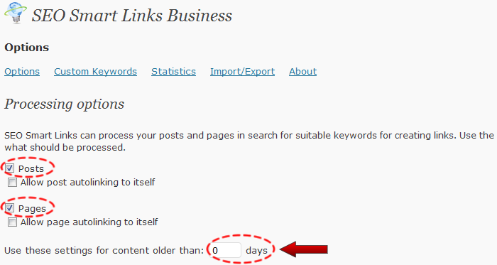 Como definir as páginas no SEO Smart Links