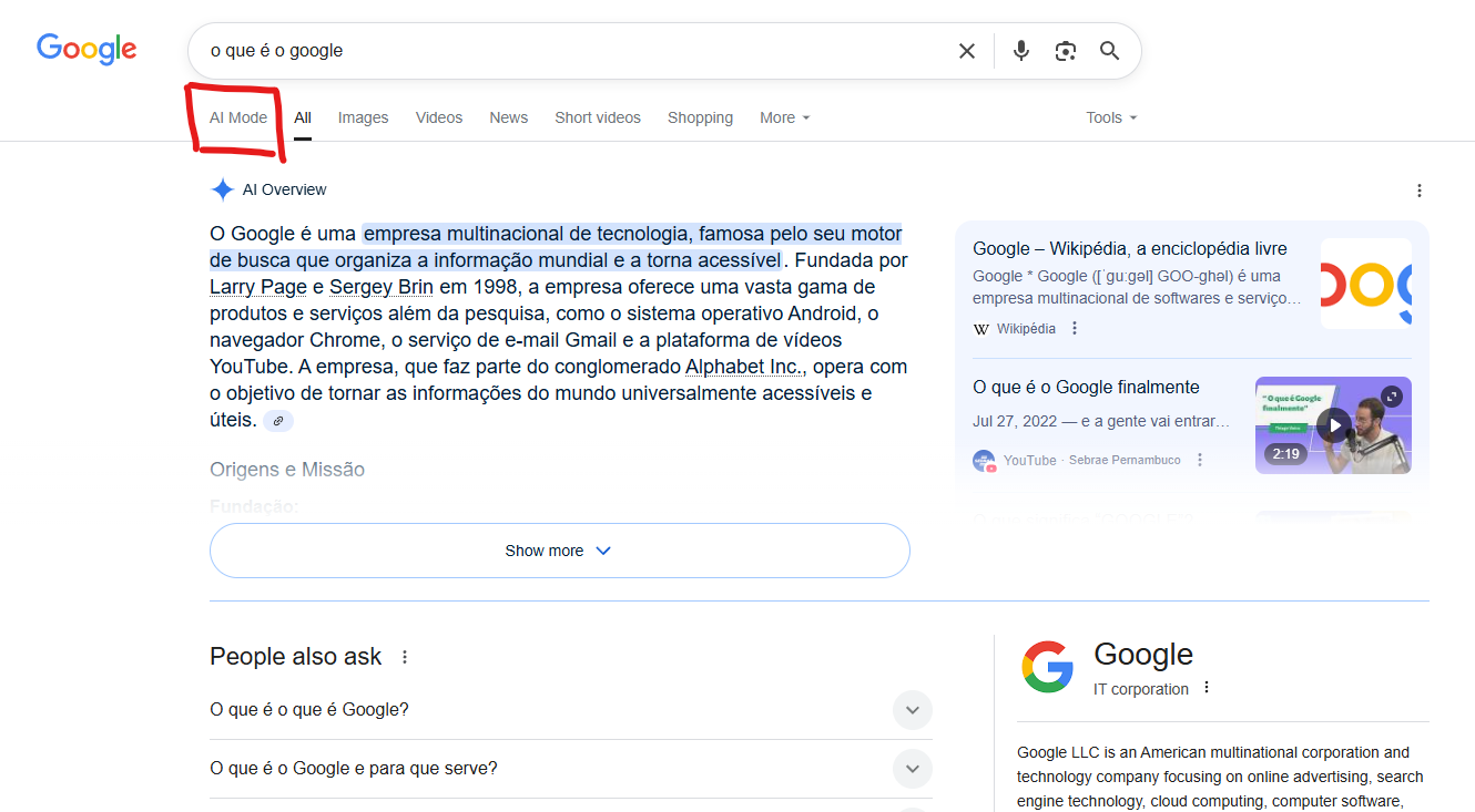 Google AI Mode - Sistema de Busca