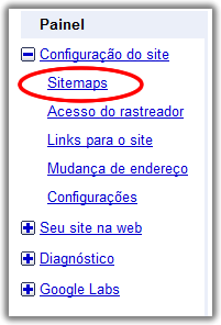 Painel do Google Ferramentas para Webmasters