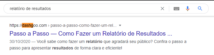 Resultados Orgânicos - DashGoo
