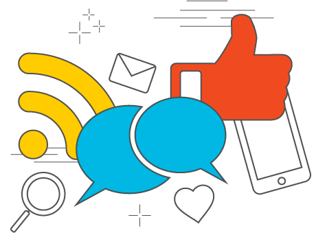 Imagem ilustrativa envolvendo ícones de internet e redes sociais